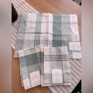 🌿 3 Hearth & Hand with Magnolia Green and Cream Plaid Placemats NWT